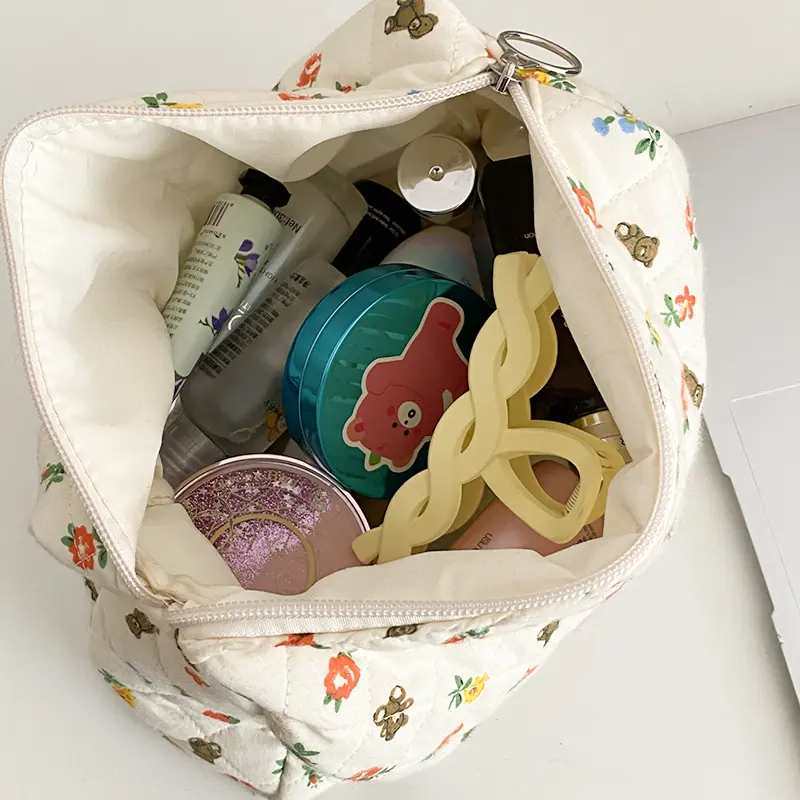 Liberty Quilting Makeup Bag Soft Cotton Women Zipper Cosmetic Organizer Cute Clutch Large Make Up Purse Portable Toiletry Case