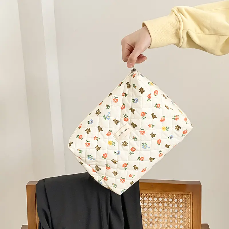 Liberty Quilting Makeup Bag Soft Cotton Women Zipper Cosmetic Organizer Cute Clutch Large Make Up Purse Portable Toiletry Case