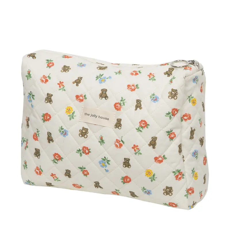Liberty Quilting Makeup Bag Soft Cotton Women Zipper Cosmetic Organizer Cute Clutch Large Make Up Purse Portable Toiletry Case