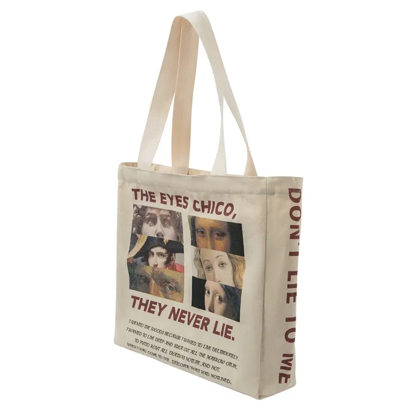 Women Canvas Shoulder Bag Famous Painting Eyes Never Lie Large Shopping Bags Students Books Handbag Cotton Cloth Tote For Girls