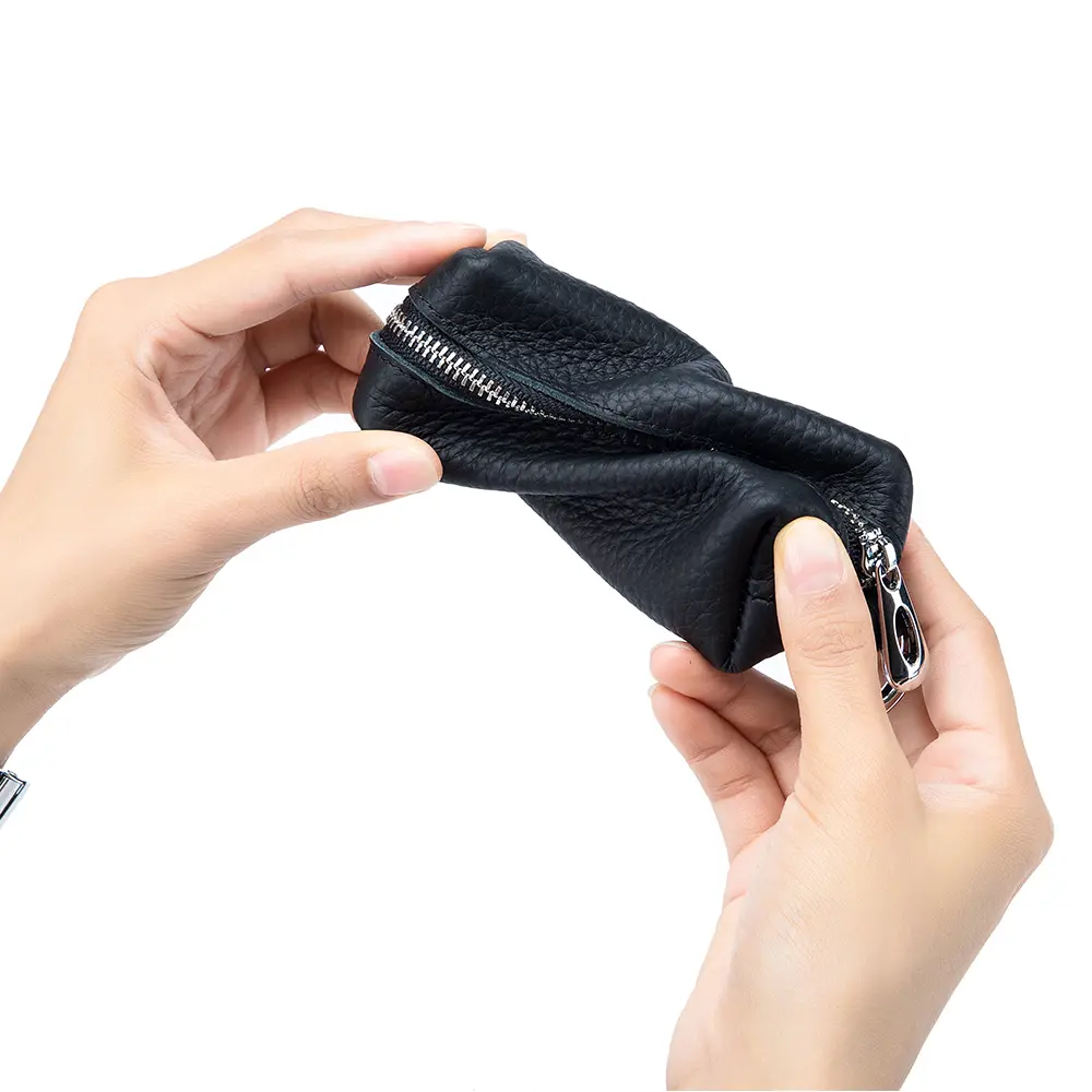 Real Leather Men Women Key Holder Cute Car Keys Bag Quality Coin Purse Small Things Organizer Mini Wallet With Double Key Chains