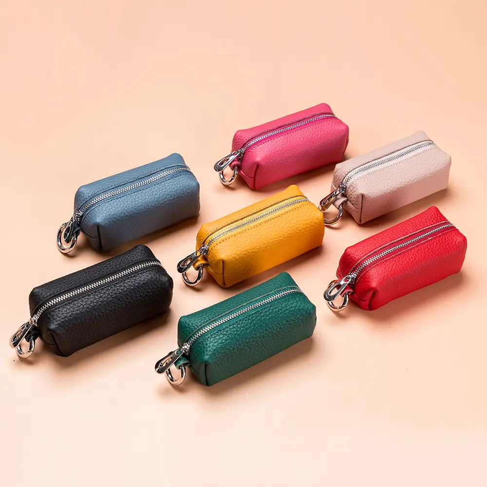 Real Leather Men Women Key Holder Cute Car Keys Bag Quality Coin Purse Small Things Organizer Mini Wallet With Double Key Chains