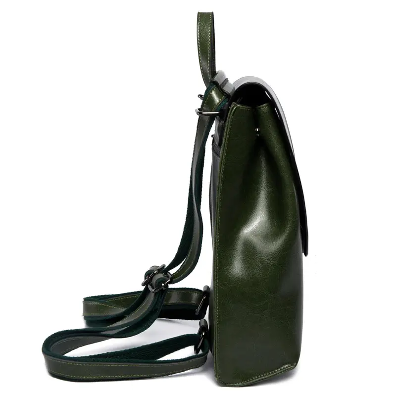 Genuine Leather Women Backpack Waxed Cowhide Female Vintage Rucksack College School Student Books Bag Shoulder Bags For Ladies