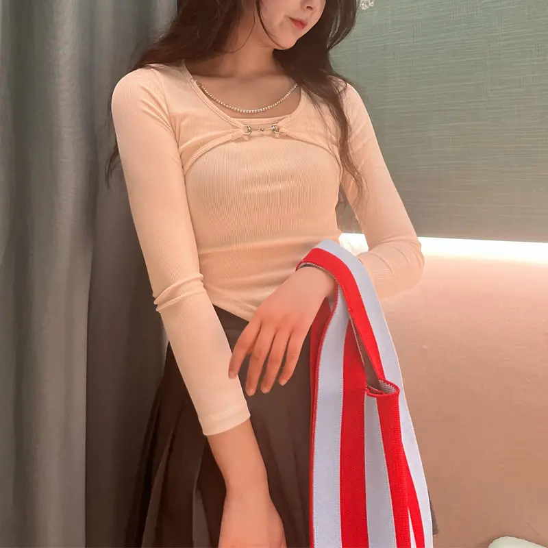 Knitted Fabric Women Handbag Stripes Design Eco Small Shopping Bag Decoration Purse Contrast Colors Woolen Cloth Tote For Ladies