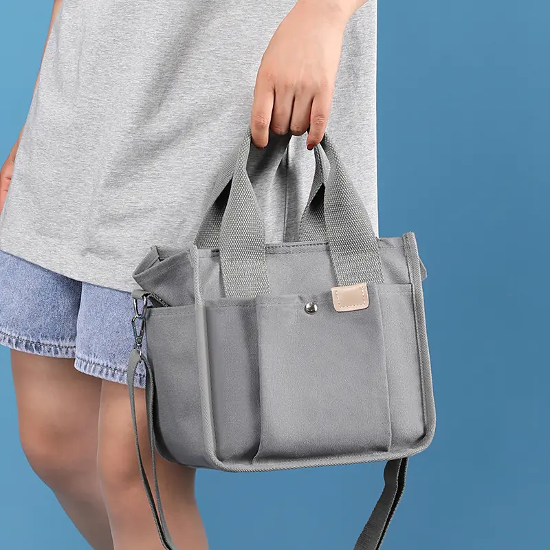 Thick Canvas Women Small Zipper Shoulder Bag Simple Handbag Little Totes Female Cloth Crossbody Messenger Bags Purse For Ladies