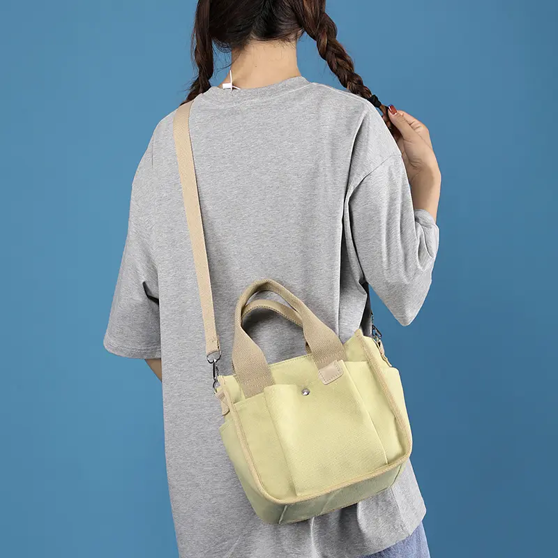 Thick Canvas Women Small Zipper Shoulder Bag Simple Handbag Little Totes Female Cloth Crossbody Messenger Bags Purse For Ladies