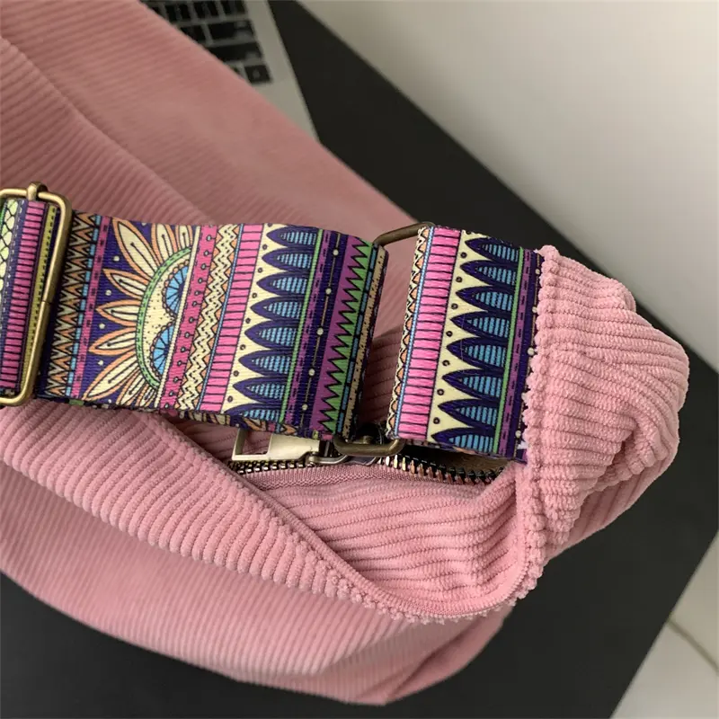 Women Luxury Corduroy Shoulder Bag Large Handbag Big Casual Tote Canvas Lining Solid Cloth Purse Zipper Crossbody Messenger Bags