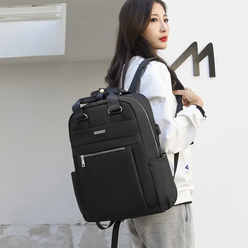 Women & Men Waterproof Backpack USB Charging Solid Oxford Fabric College School 15 Inch Laptop Bag New Designer Travel Backpacks