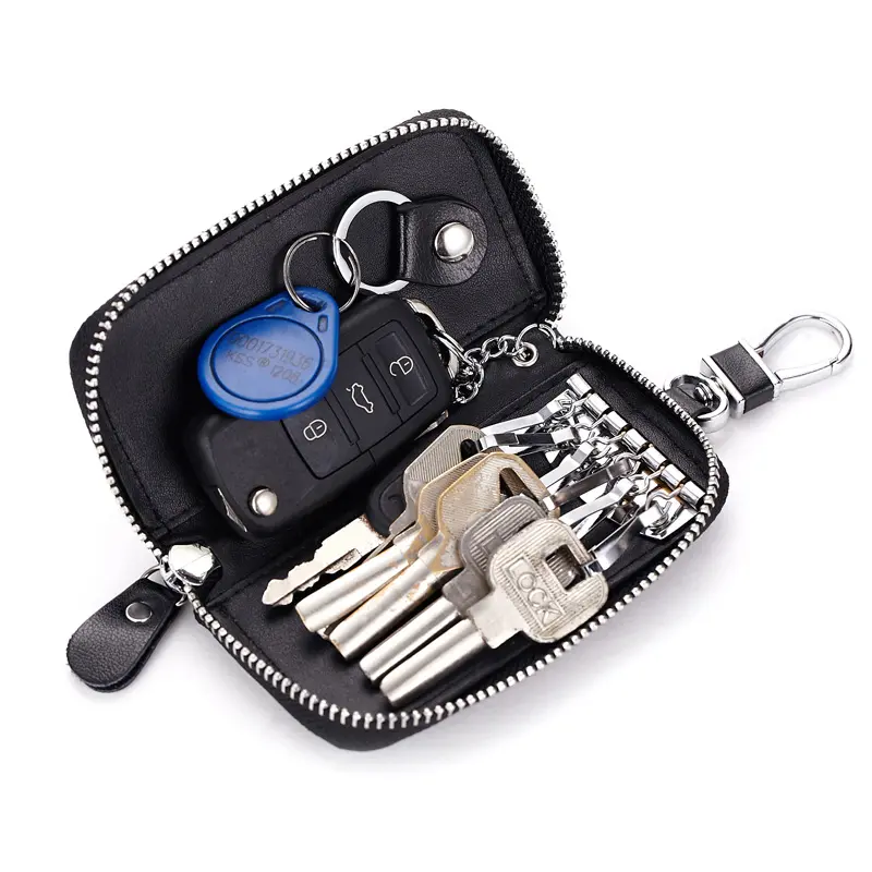Cow Split Leather Men Women Key Holder House Keychain Bag Organizer Car Key Case Pouch Multifunctional Small Wallet Mini Purse