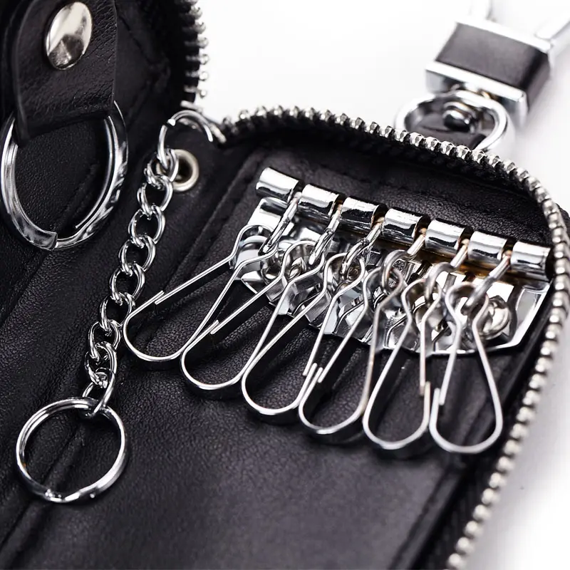 Cow Split Leather Men Women Key Holder House Keychain Bag Organizer Car Key Case Pouch Multifunctional Small Wallet Mini Purse
