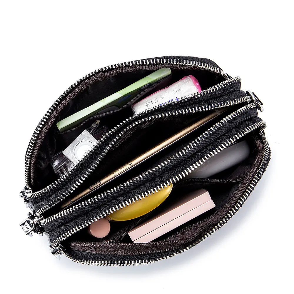 Real Leather Women Fashion Shoulder Bag Mini Cross Messenger Bags Female Small Purse Three Zipper Pockets Design Luxury Handbag
