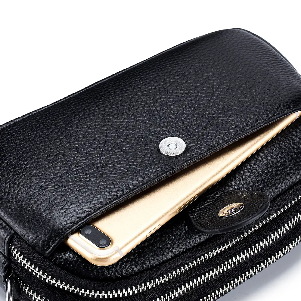 Real Leather Women Fashion Shoulder Bag Mini Cross Messenger Bags Female Small Purse Three Zipper Pockets Design Luxury Handbag