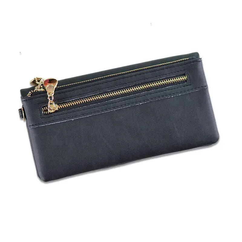 Women Long Wallet Quality Matte PU Leather Solid Coin Purse Luxury Double Zipper Clutch Money Bag Phone ID Credit Card Holder