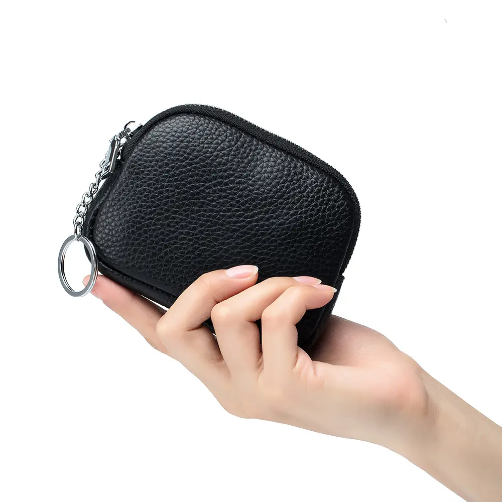 Genuine Leather Zipper Coin Purse Women Simple Mini Wallet Cute Small Key Bag Luxury Designer Card Holder Little Change Pouch