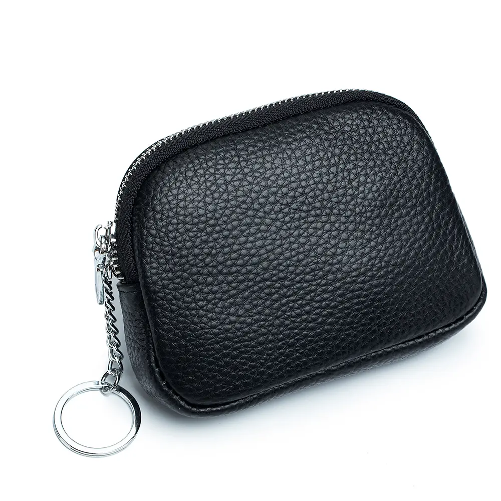 Genuine Leather Zipper Coin Purse Women Simple Mini Wallet Cute Small Key Bag Luxury Designer Card Holder Little Change Pouch