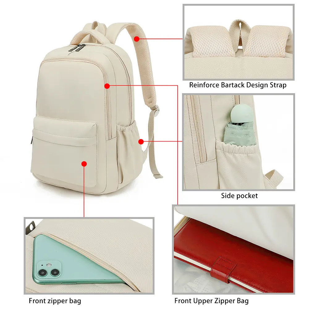 College Student Backpack Waterproof Canvas Solid Books Bag Men Women Simple Travel Backpacks School Boy Girl 16 inch Laptop Bags