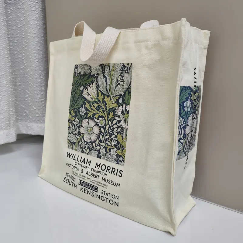 UK Arts Female Canvas Shoulder Bag William Morris Vintage Flower Garden Print Zipper Books Handbag Large Tote For Women Shopping
