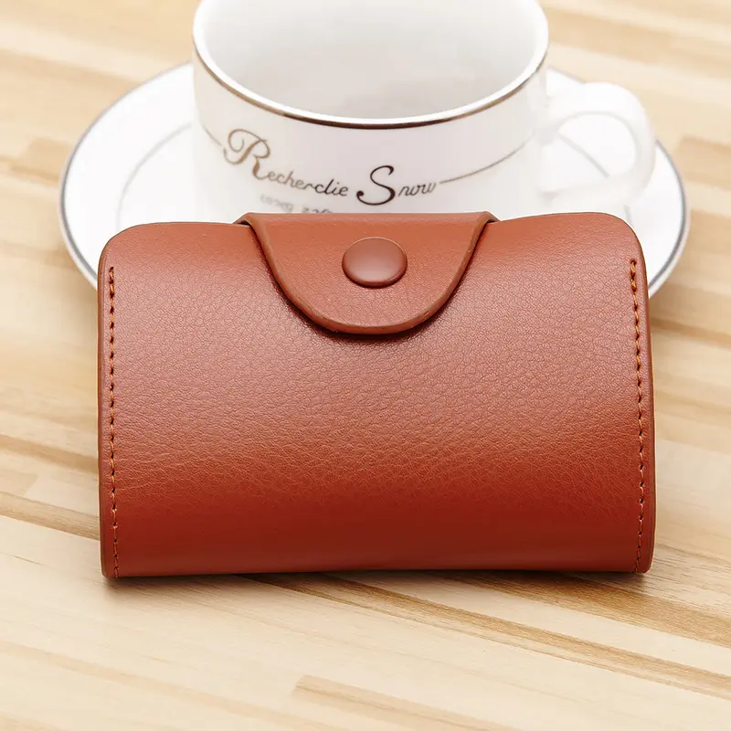Cow Split Leather Men & Women Credit Card Holder Solid Hasp Accordion Business Card Bag Unisex ID Card Wallet