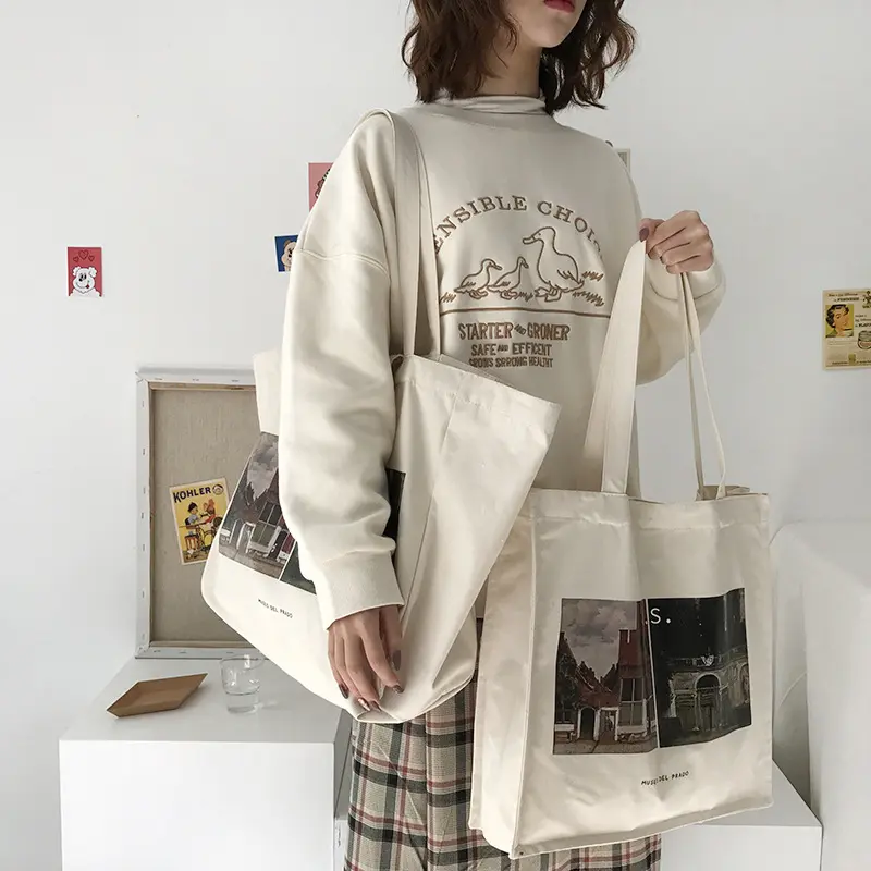 Women Canvas Shopping Bag Prado Museum Pictures Female Cotton Cloth Shoulder Bag Eco Handbag Tote Reusable Grocery Shopper Bags