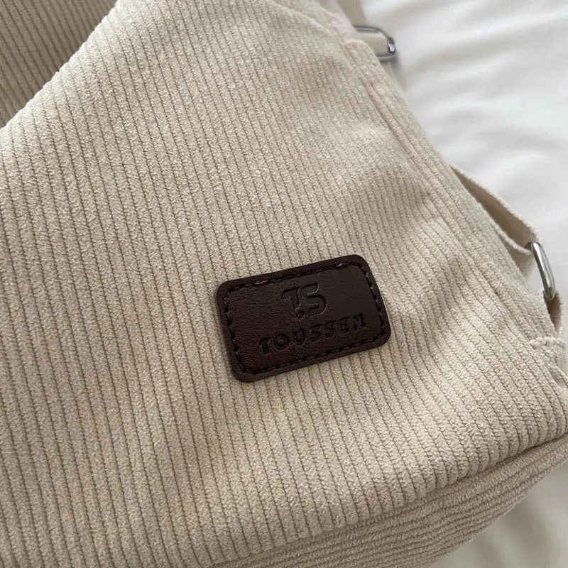 Women Corduroy Shoulder Bag Cute Handbag Big Tote Large Capacity Female Soft Thick Stripe Cloth Purse College Girl Backpacks