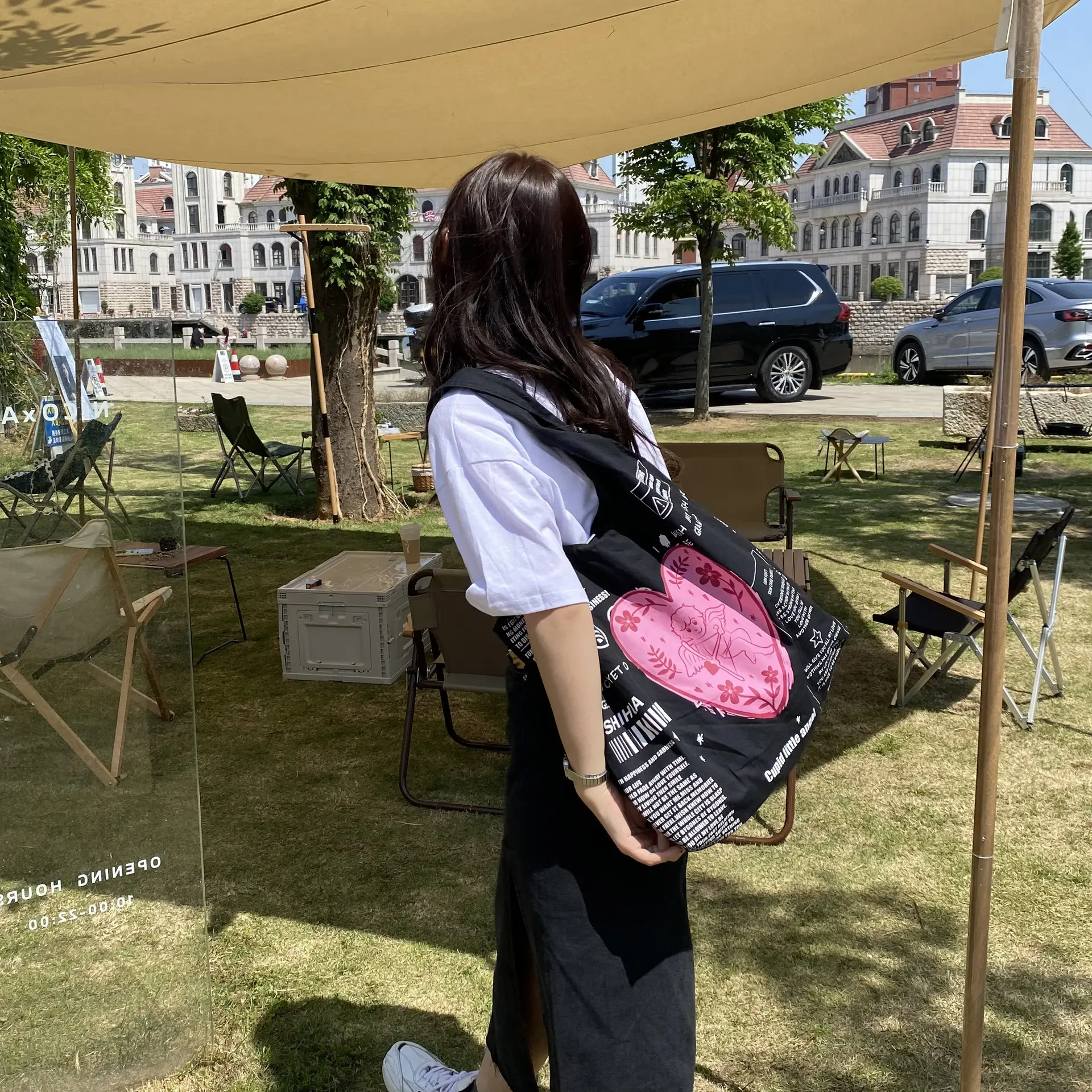 Cupid Women Canvas Shoulder Bags Girls Cotton Cloth Shopping Bag Eco Handbag Student Books Bag Ladies Big Grocery Shopper Tote