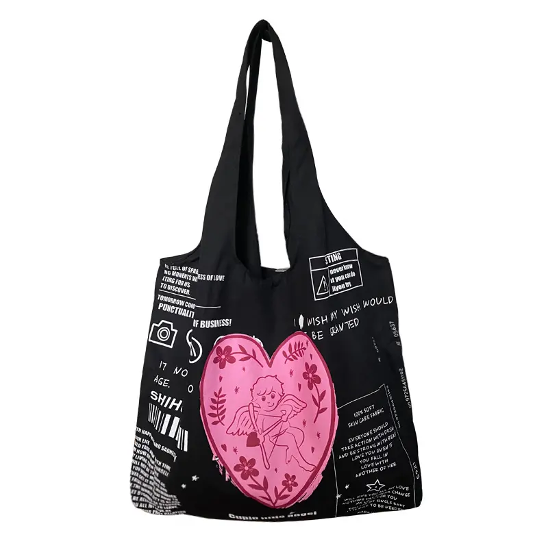 Cupid Women Canvas Shoulder Bags Girls Cotton Cloth Shopping Bag Eco Handbag Student Books Bag Ladies Big Grocery Shopper Tote