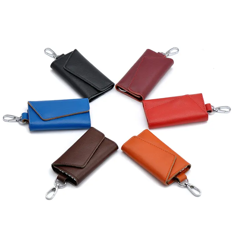 Real Leather Key Holder Men Women Keychain Organizer Waist Hanging Pouch Mini Purse Card Bag IC Card Wallet Housekeeper Key Case