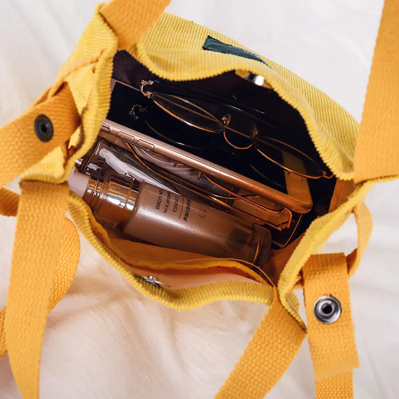 Women Mini Corduroy Shoulder Bag Female Small Canvas Handbag Little Tote Ladies Casual Vintage Purse Cloth Bucket Pouch For Girl