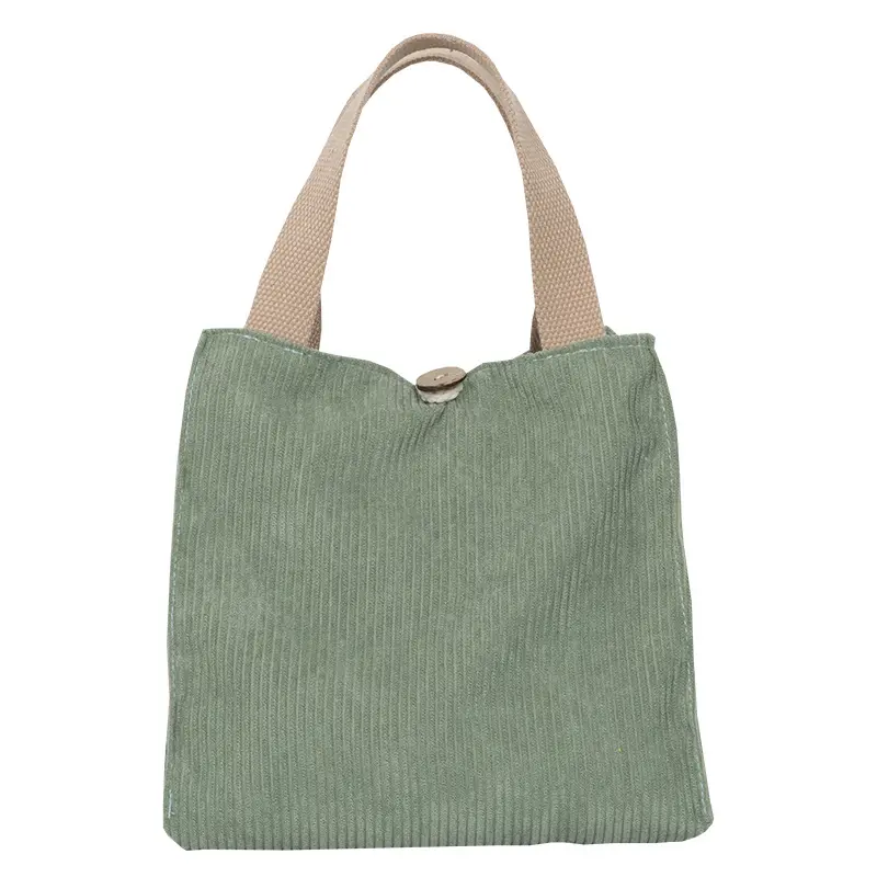Lunch Bag Corduroy Canvas Lunch Box Picnic Tote Cotton Cloth Small Handbag Pouch Dinner Container Food Storage Bags For Ladies