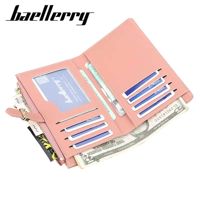 Luxury Leather Women Wallet Normal Size Ladies Small Clutch Money Coin Card Holders Zipper Purse Slim Female Wallets Cartera