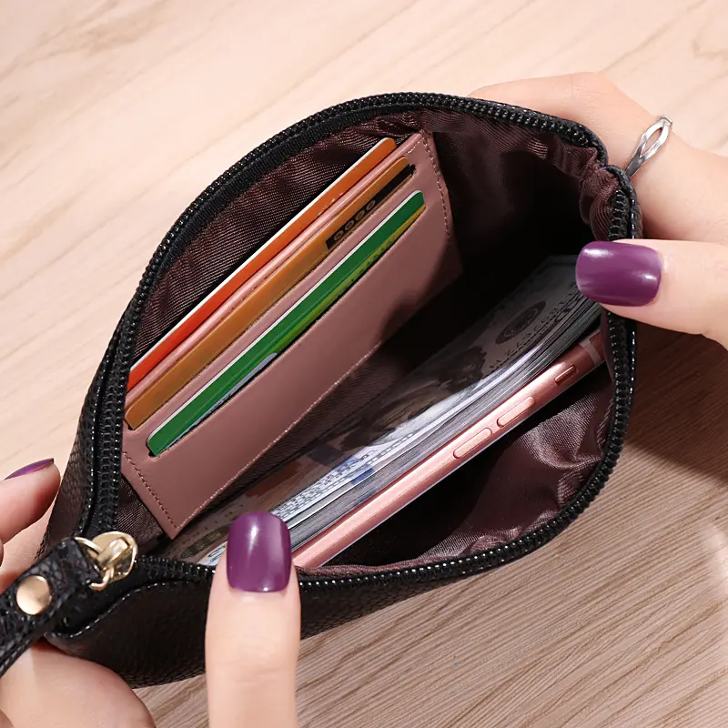 Women Long Casual Wallet Litchi Grain PU Leather Lady Zipper Phone Pocket Credit Card Holder Female Purse Coin Money Bag Clutch