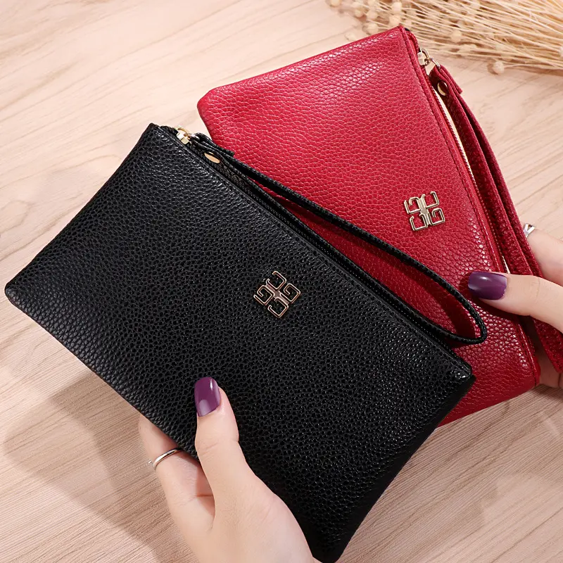 Women Long Casual Wallet Litchi Grain PU Leather Lady Zipper Phone Pocket Credit Card Holder Female Purse Coin Money Bag Clutch