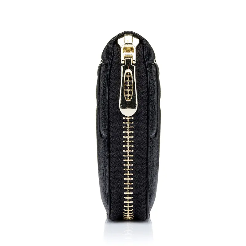 Fashion Women's Long Purse Genuine Leather First Layer of Cowhide Embossing Zipper Wallet Ladies' Clutch Bag Female Cards Holder