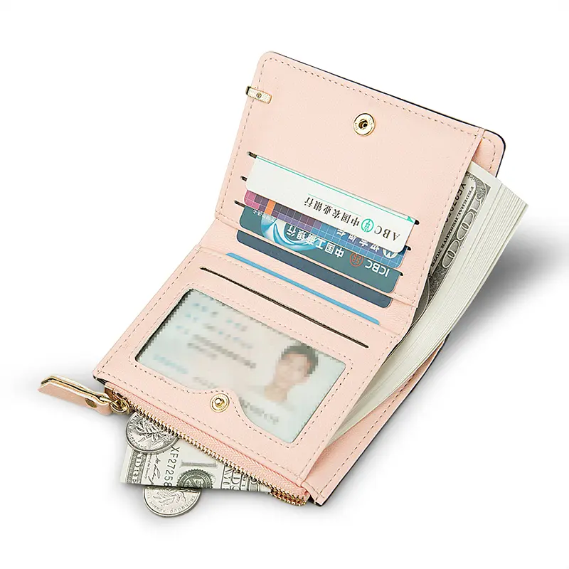 Women Small Wallet Patchwork Design Coin Purse Panelled PU Leather Ladies' Cute Mini ID Card Holder Small Money Bag For Girls