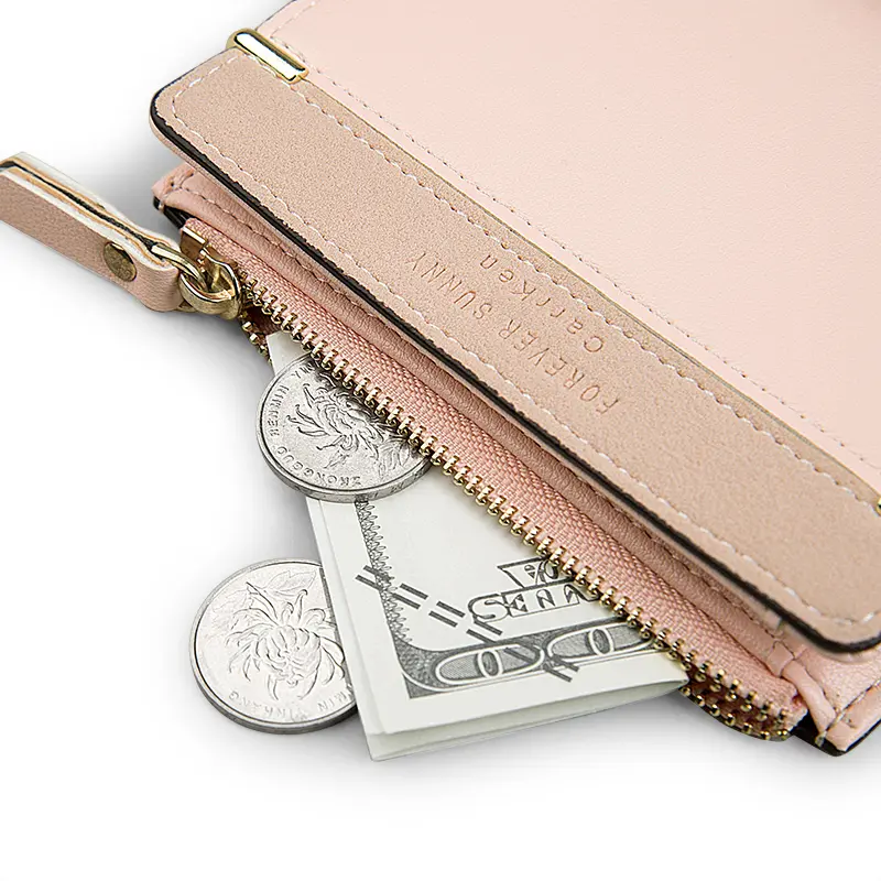 Women Small Wallet Patchwork Design Coin Purse Panelled PU Leather Ladies' Cute Mini ID Card Holder Small Money Bag For Girls