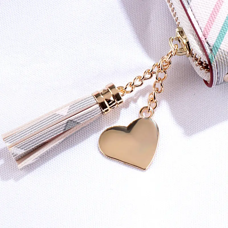Women Long Wallet Plaid PU Leather Tassel Purse Female Hit Color Clutch Bag Zipper Wallets Ladies Card Holder Money Bags