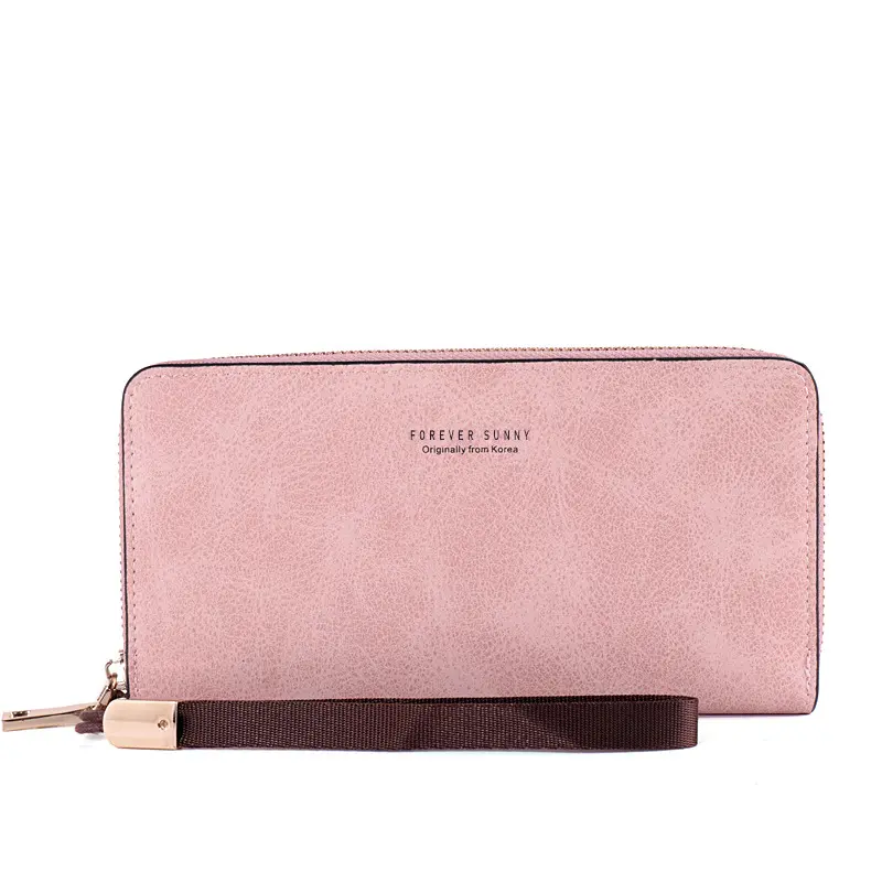 Women Long Wallet Vintage PU Leather Simple Zipper Coin Purse Credit Card Holder Cellphone Pocket Money Bag Ladies Cute Clutch
