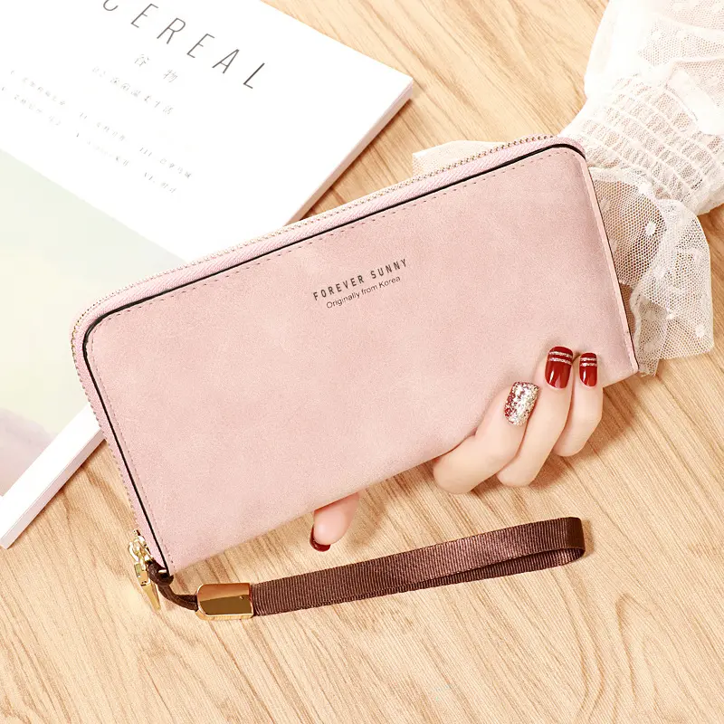 Women Long Wallet Vintage PU Leather Simple Zipper Coin Purse Credit Card Holder Cellphone Pocket Money Bag Ladies Cute Clutch