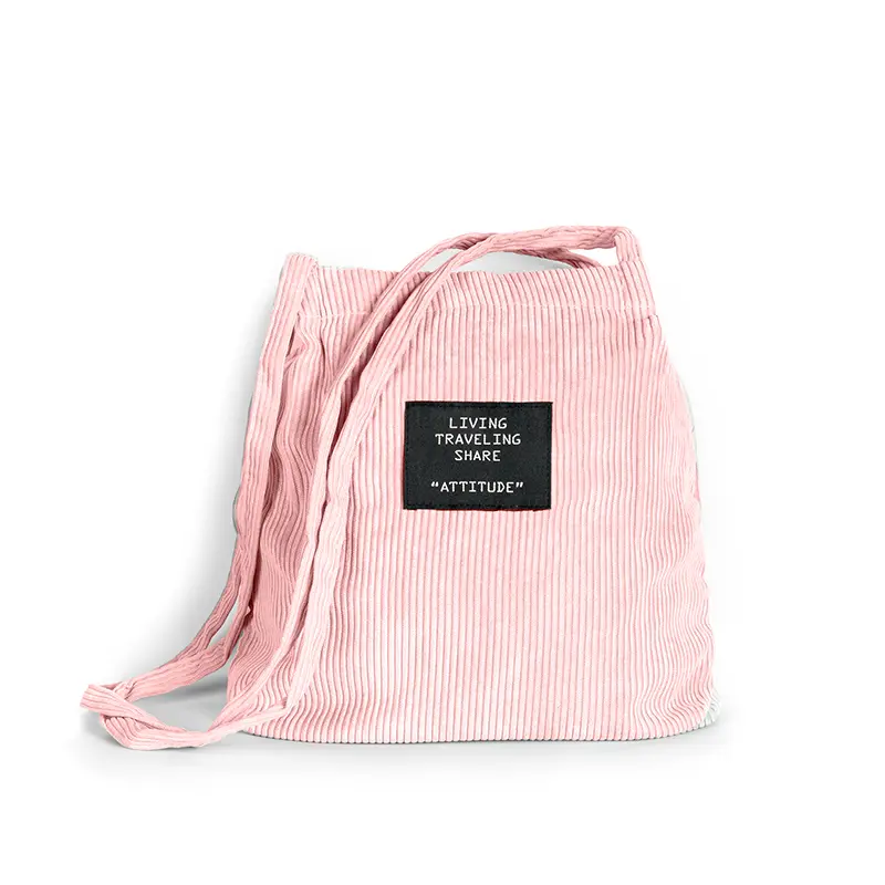 Women Corduroy Canvas Bag Female Pure Cotton Eco Cloth Crossbody Shoulder Bags Ladies Shopping Bag Pink Handbag Totes For Girls