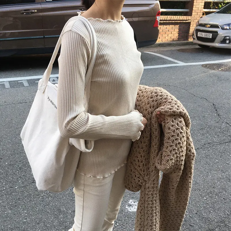 New Fashion Women Canvas Shoulder Bag Female Letters Pure Cotton Cloth Handbag Simple Tote Ladies Simple Zipper Shopping Bags
