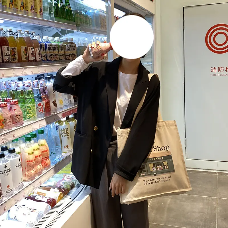 Women Canvas Shopping Bag Library Books Bag Ladies Cotton Cloth Shoulder Bags Eco Handbag Reusable Grocery Shopper Tote For Girl