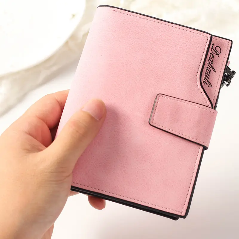 Women PU Leather Matte Short Wallets Female Fashion Zipper Hasp Small Wallet Ladies Credit Card Holder Short Coin Purse For Girl