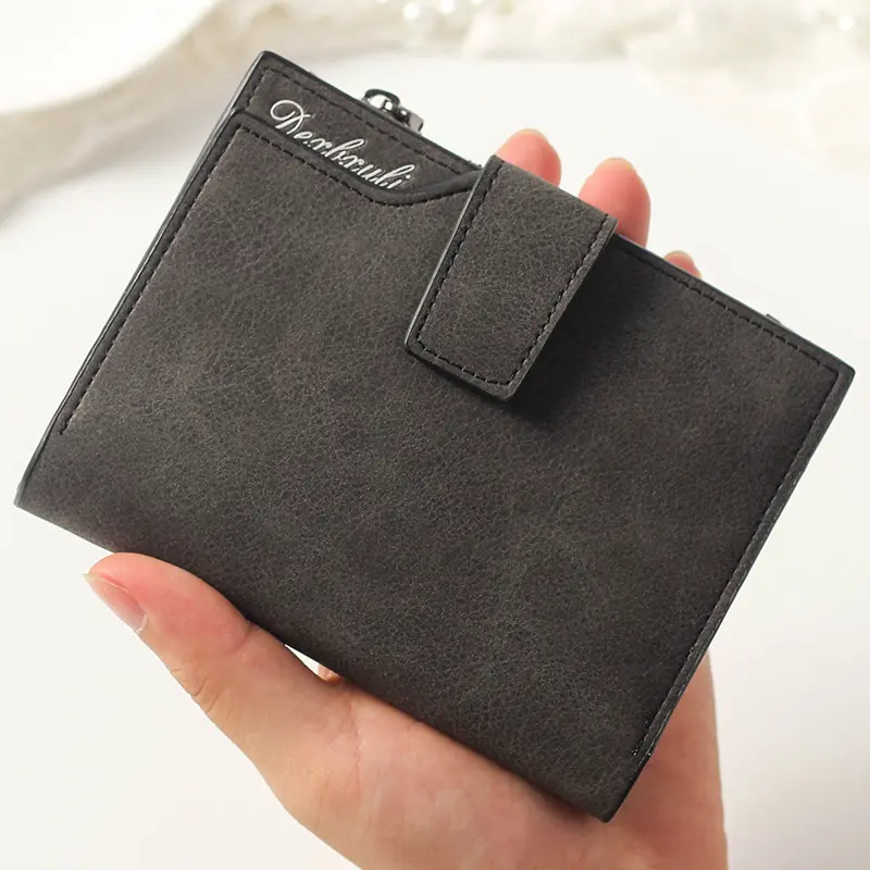 Women PU Leather Matte Short Wallets Female Fashion Zipper Hasp Small Wallet Ladies Credit Card Holder Short Coin Purse For Girl