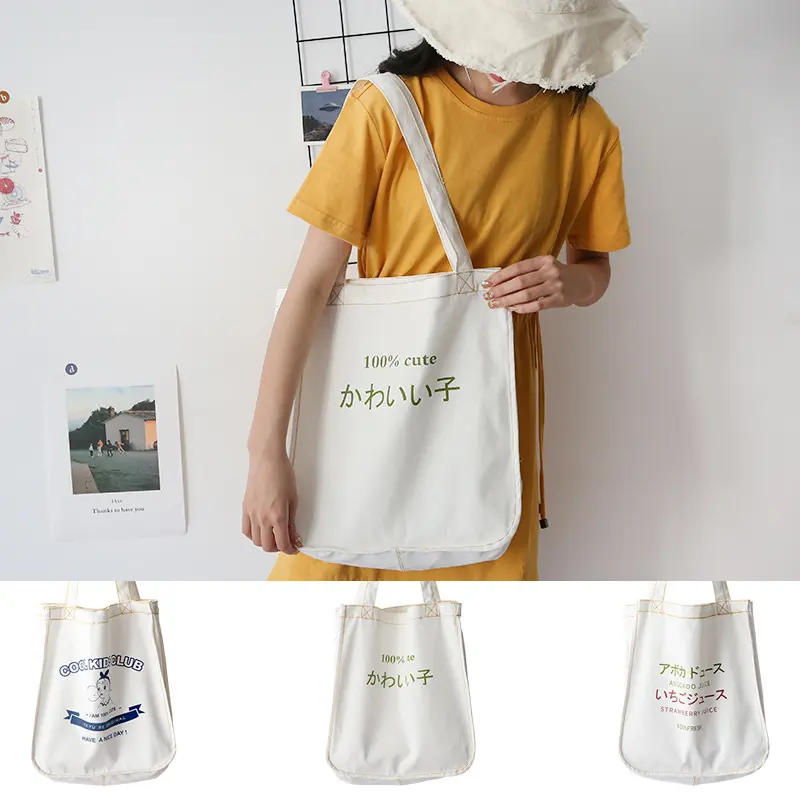 Ladies Original Canvas Shoulder Bag Women Cotton Cloth Handbag Eco Tote Students Simple Book Bags Cute Shopping Bags For Girls