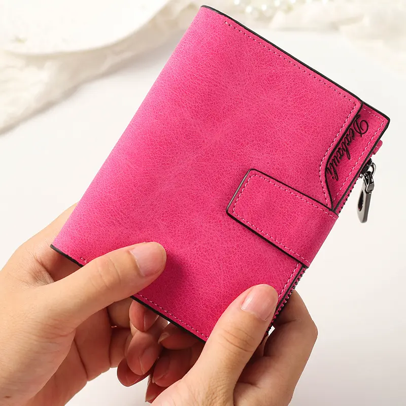 Women PU Leather Matte Short Wallets Female Fashion Zipper Hasp Small Wallet Ladies Credit Card Holder Short Coin Purse For Girl