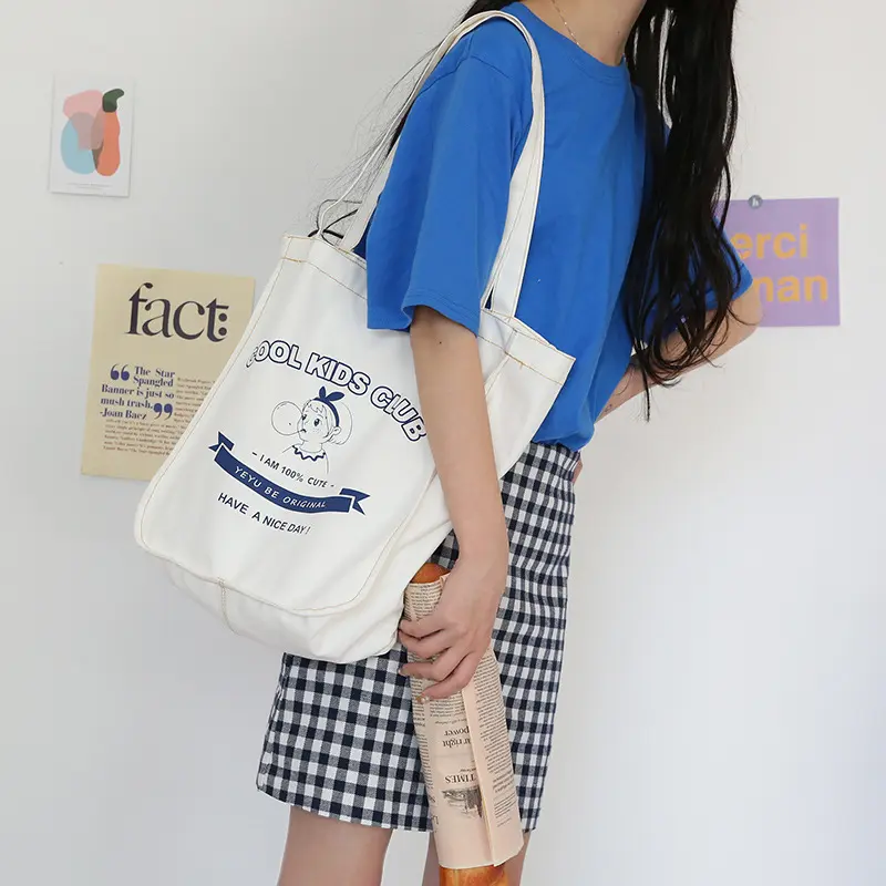 Ladies Original Canvas Shoulder Bag Women Cotton Cloth Handbag Eco Tote Students Simple Book Bags Cute Shopping Bags For Girls