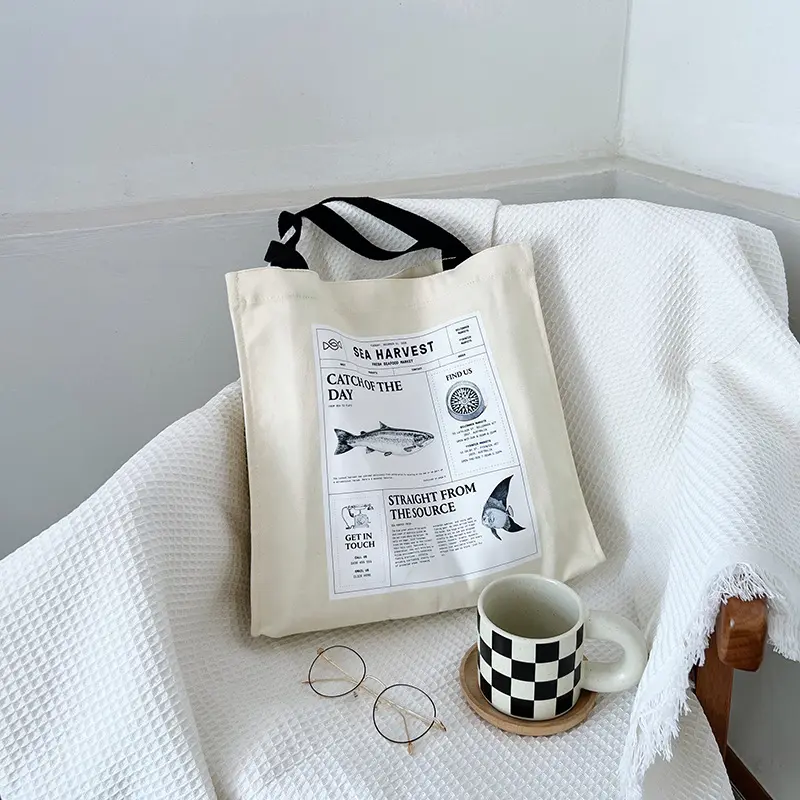 Women Canvas Shoulder Bag Sea Harvest Bill Print Eco Shopping Bags Female Shopper Large Tote Eco Book Handbag Cotton Cloth Purse