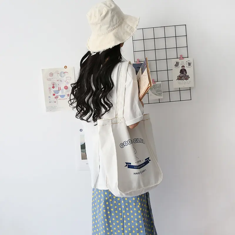 Ladies Original Canvas Shoulder Bag Women Cotton Cloth Handbag Eco Tote Students Simple Book Bags Cute Shopping Bags For Girls