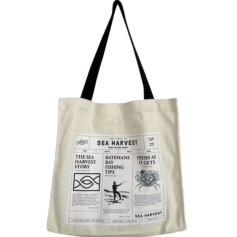 Women Canvas Shoulder Bag Sea Harvest Bill Print Eco Shopping Bags Female Shopper Large Tote Eco Book Handbag Cotton Cloth Purse