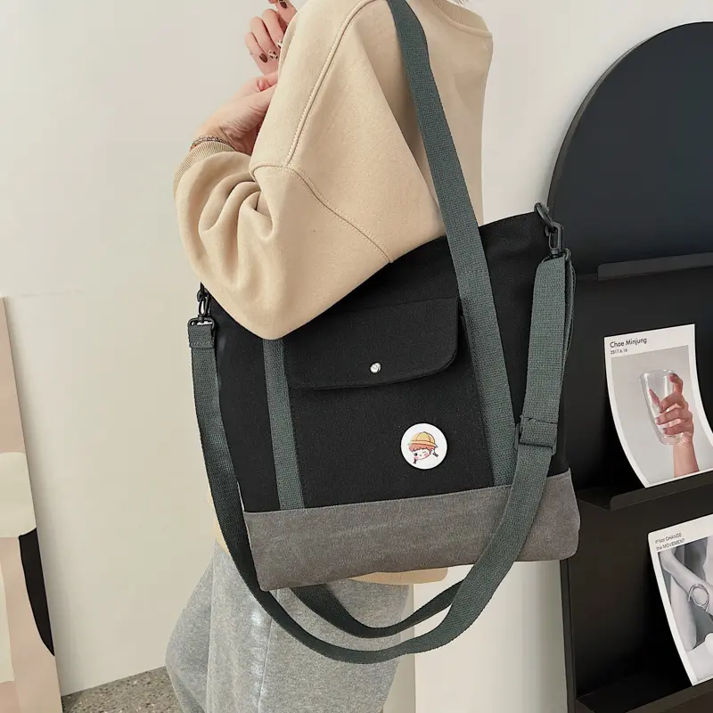 Women Big Canvas Shoulder Bags Large Capacity Portable Travel Handbag Tote Quality Thick Shopping Bag School Books Crossbody Bag